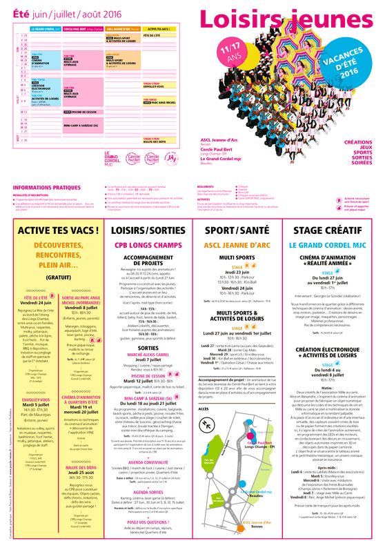 Loisirs Jeunes été 2016 - programme