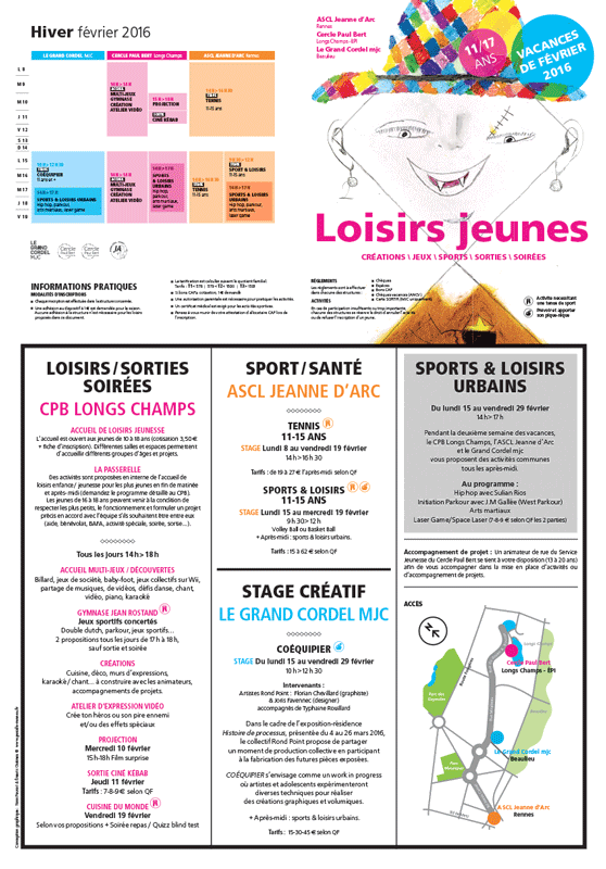 Loisirs Jeunes hiver 2016 - programme