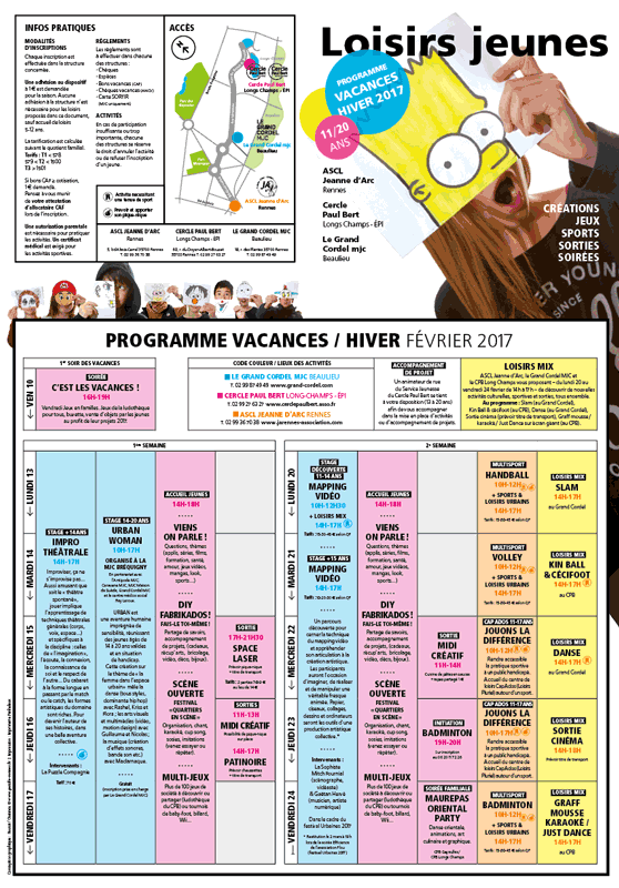 Loisirs Jeunes hiver 2017 - programme